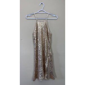 Lulus Womens Small Vivacious Energy Rose Gold Sequins Sleeveless Mini Dress